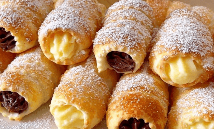 Pasta sfoglia con crema di nocciole e budino