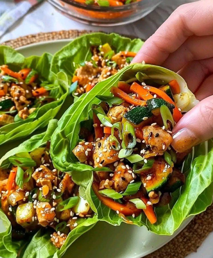 Involtini di lattuga e pollo tailandesi