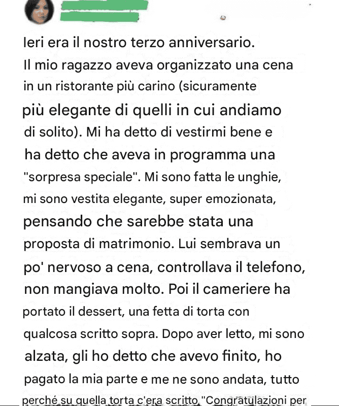 La notte in cui pensavo che mi avrebbe fatto la proposta… invece mi ha fatto uno scherzo, quindi gliene ho restituito uno